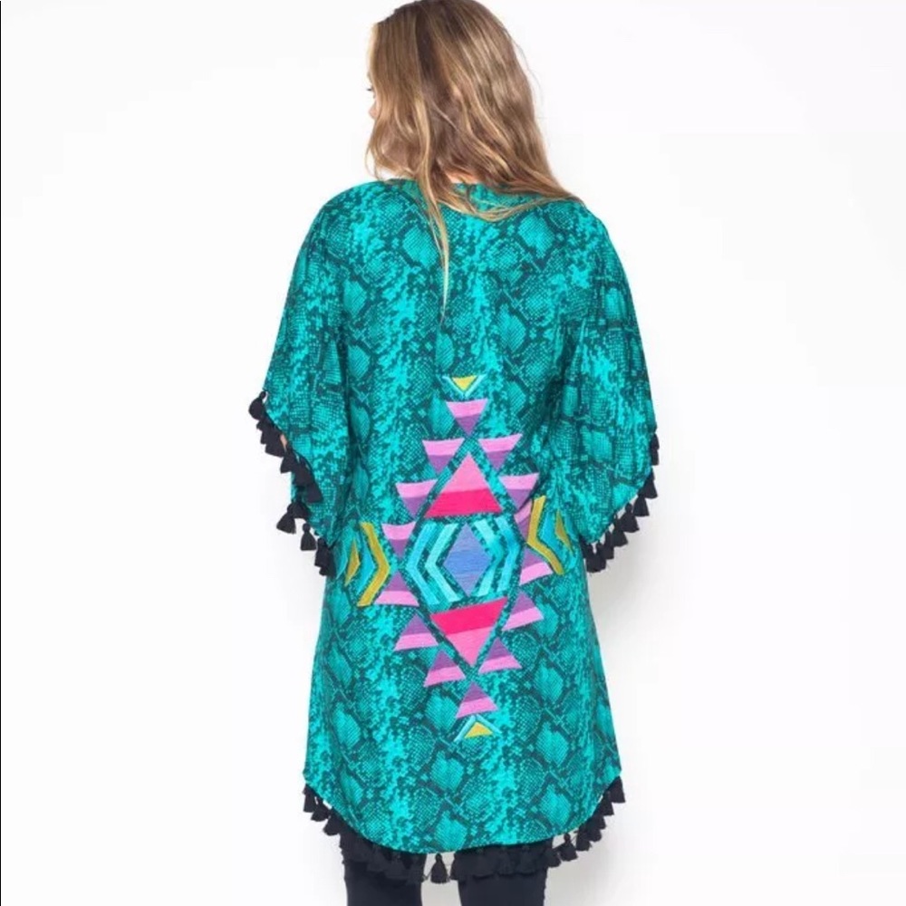 JUDITH MARCH JADE SNAKE SKIN KIMONO EMBROIDERY $68